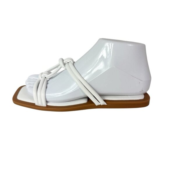 Azalea Wang Women's 7 Stetson White Slip On Square Toe Knot Sandals New 0185 - Picture 2 of 14